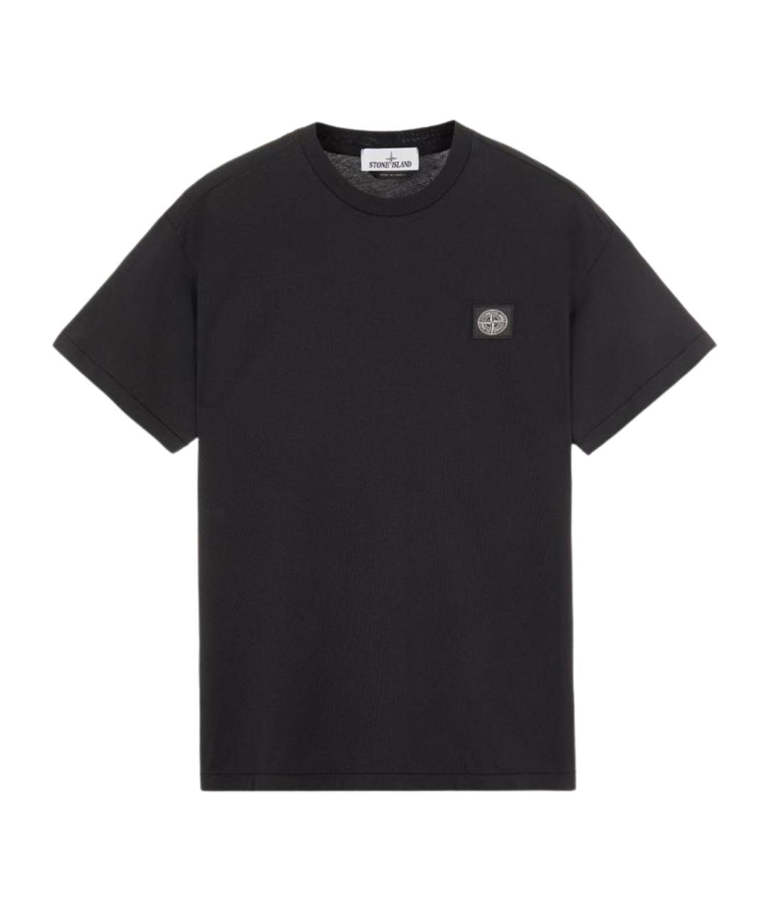 STONE ISLAND Черная хлопковая футболка, фото 1