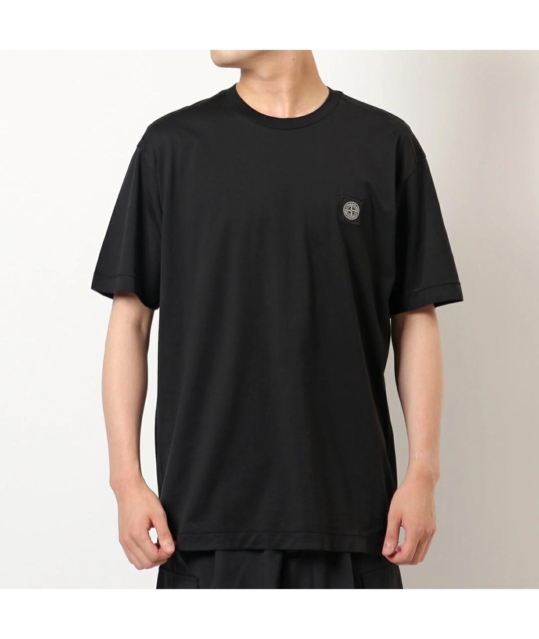 STONE ISLAND Черная хлопковая футболка, фото 3