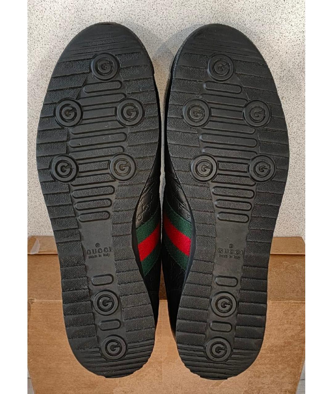 GUCCI Черные кожаные низкие кроссовки / кеды, фото 7