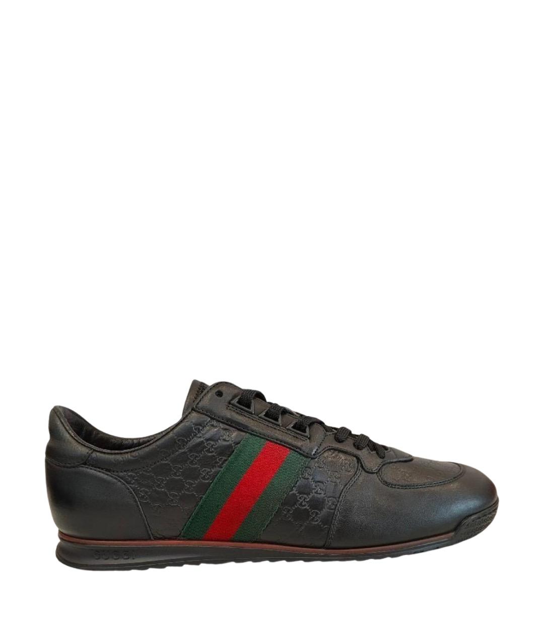 GUCCI Черные кожаные низкие кроссовки / кеды, фото 1