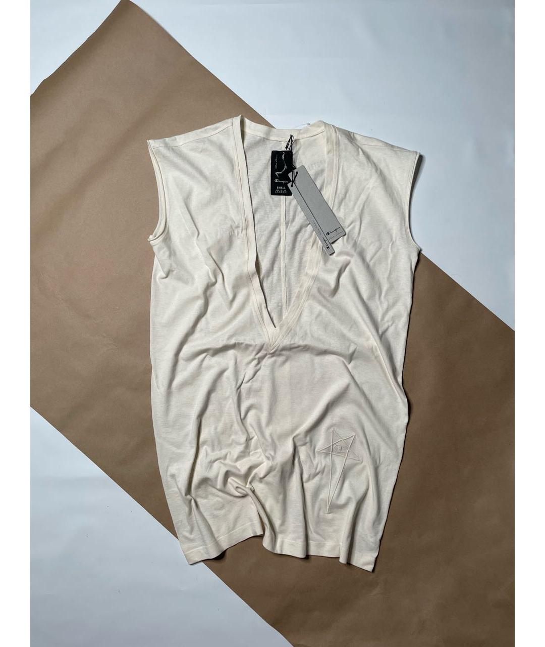 RICK OWENS Бежевая хлопковая майка, фото 5