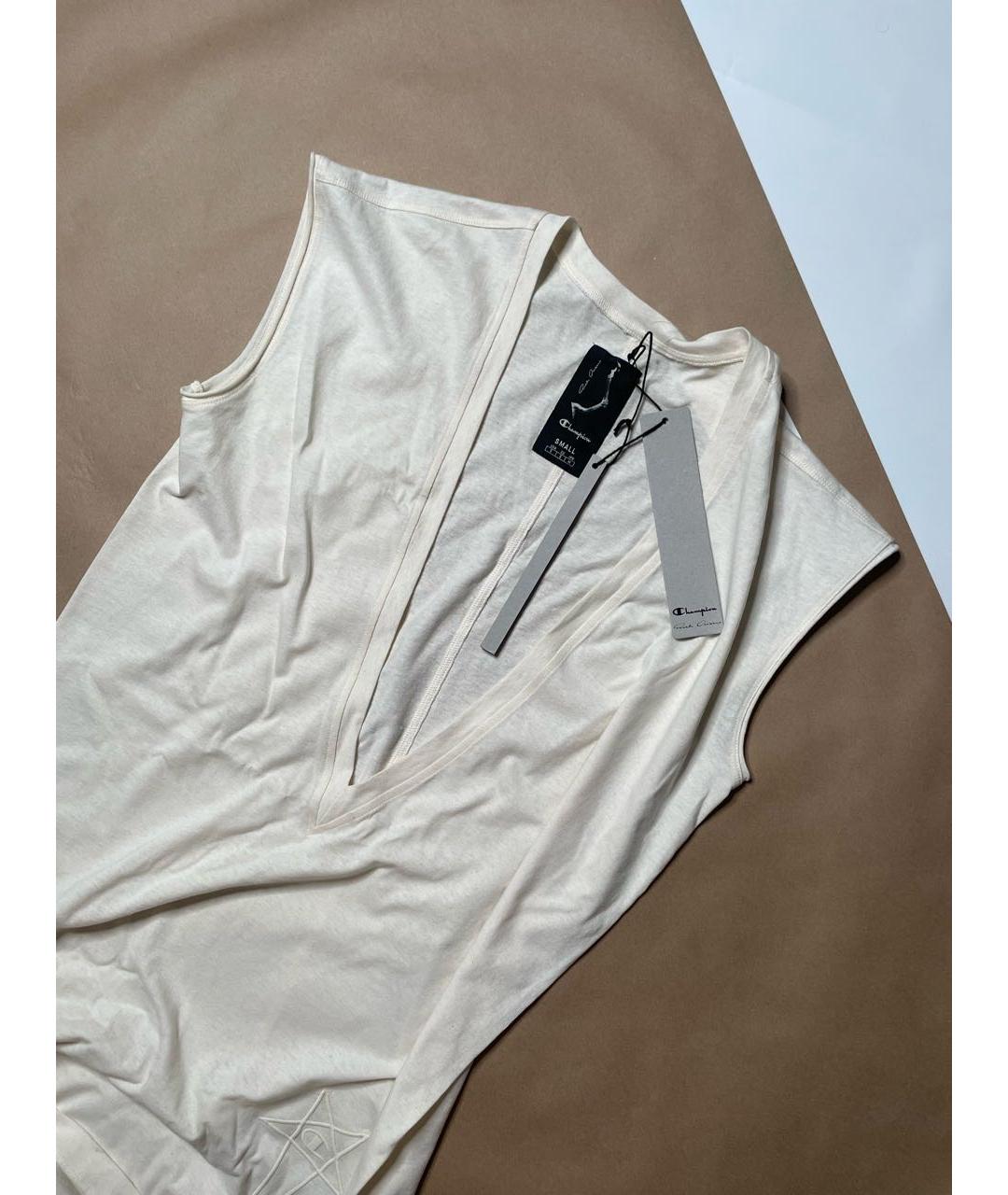 RICK OWENS Бежевая хлопковая майка, фото 3