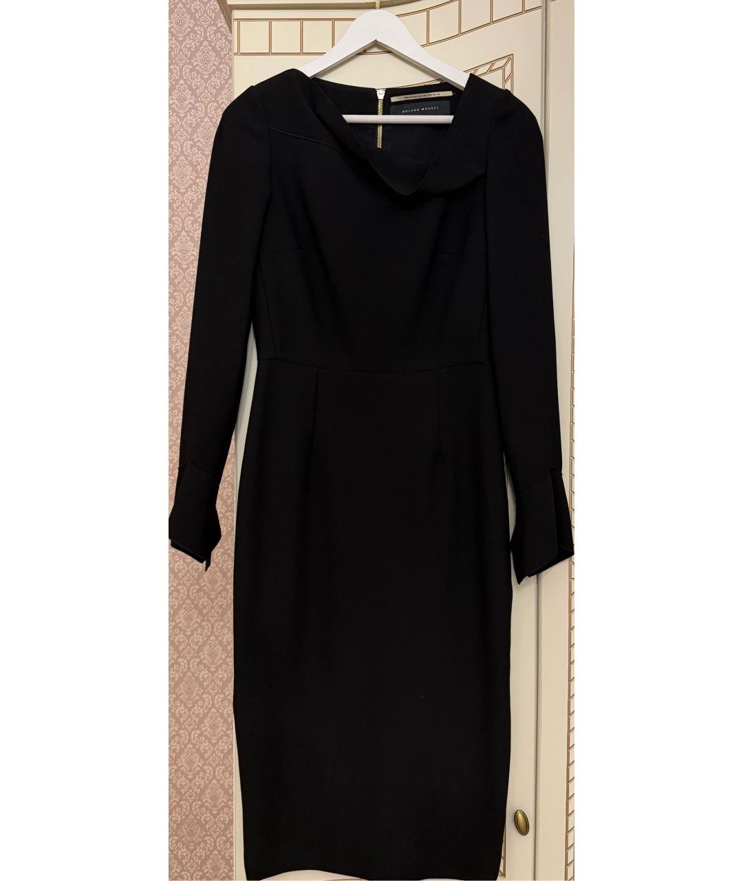 ROLAND MOURET Черное креповое повседневное платье, фото 3