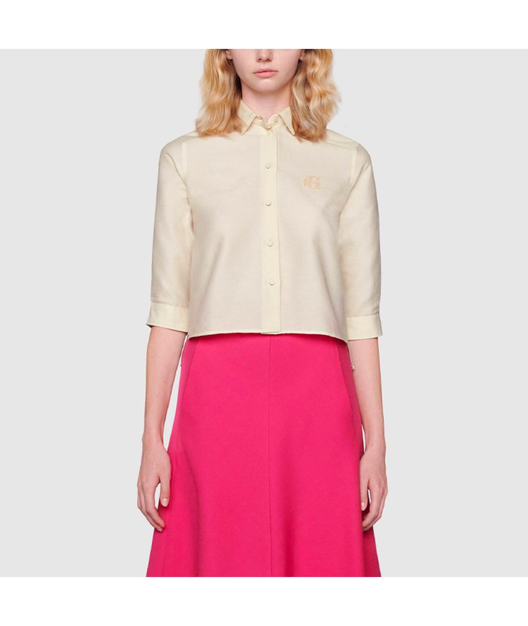 GUCCI Бежевая хлопковая рубашка, фото 3