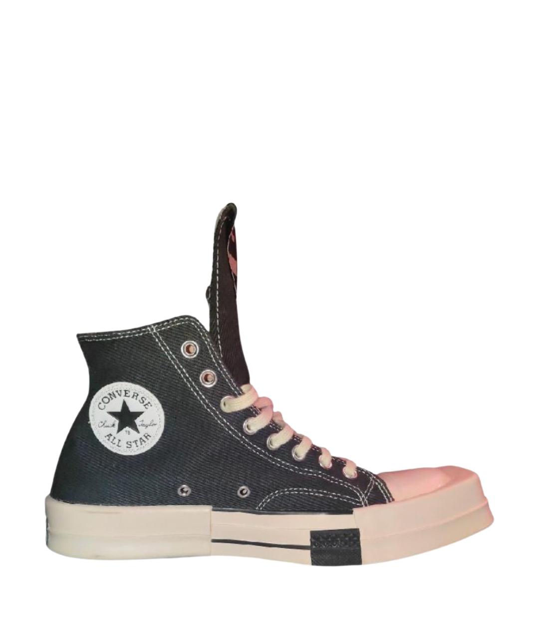 RICK OWENS DRKSHDW Черные текстильные высокие кроссовки / кеды, фото 1