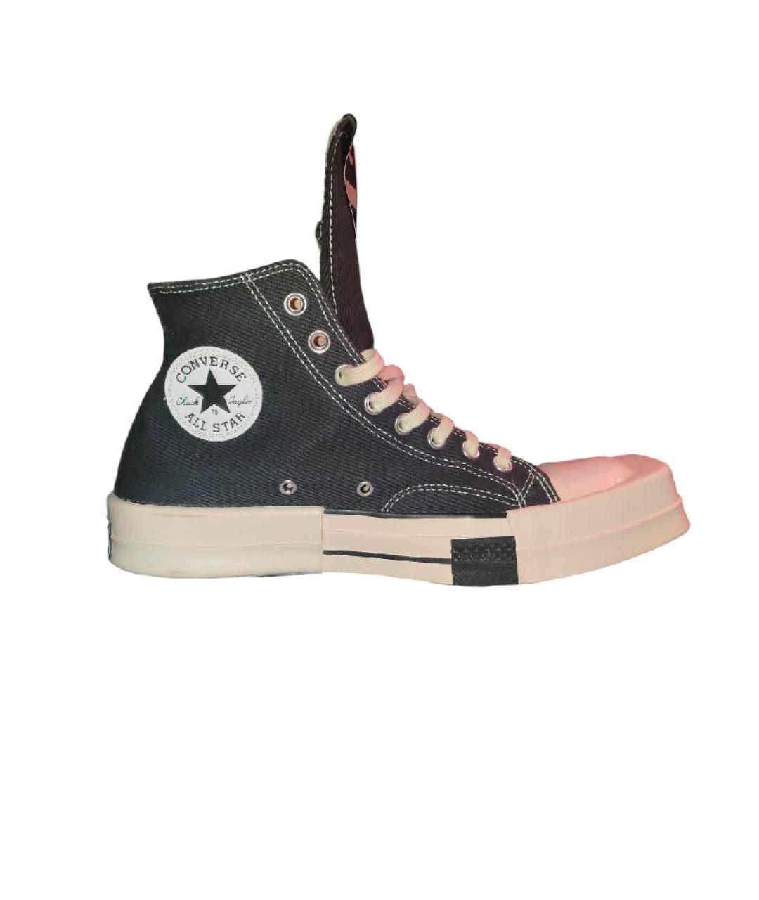 RICK OWENS DRKSHDW Черные текстильные высокие кроссовки / кеды, фото 8