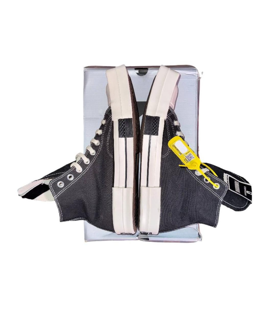 RICK OWENS DRKSHDW Черные текстильные высокие кроссовки / кеды, фото 6