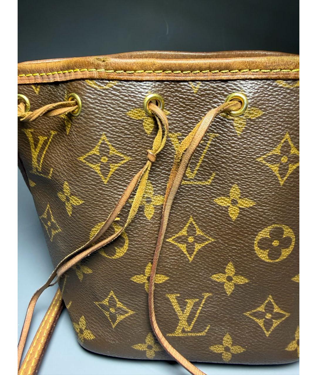 LOUIS VUITTON Коричневая кожаная сумка тоут, фото 7