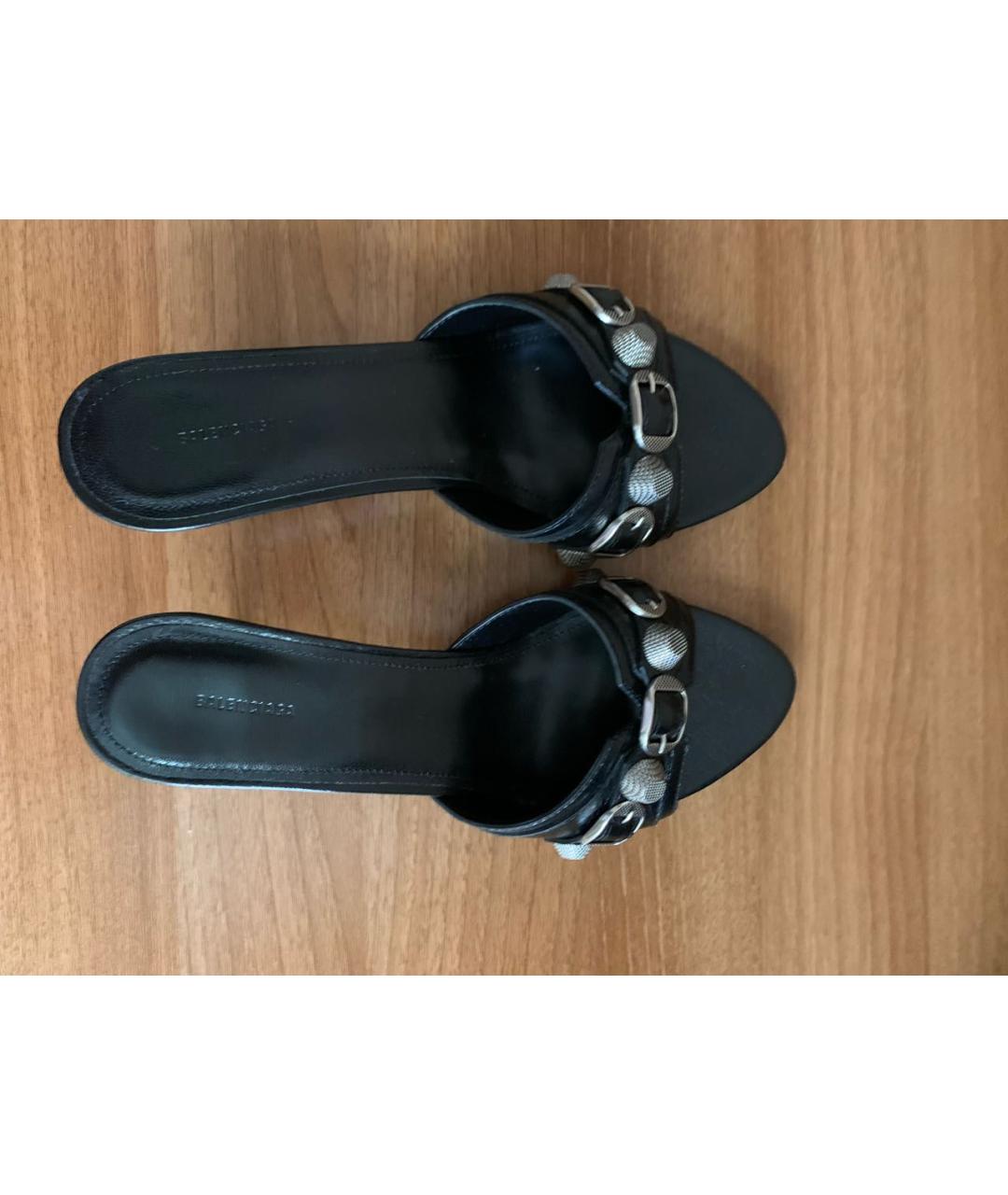 BALENCIAGA Черные кожаные мюли, фото 4