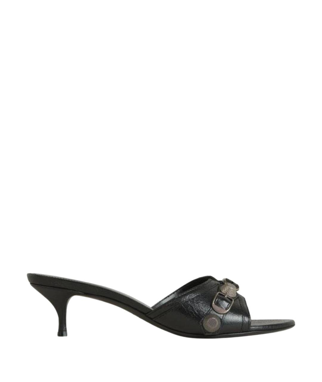 BALENCIAGA Черные кожаные мюли, фото 1