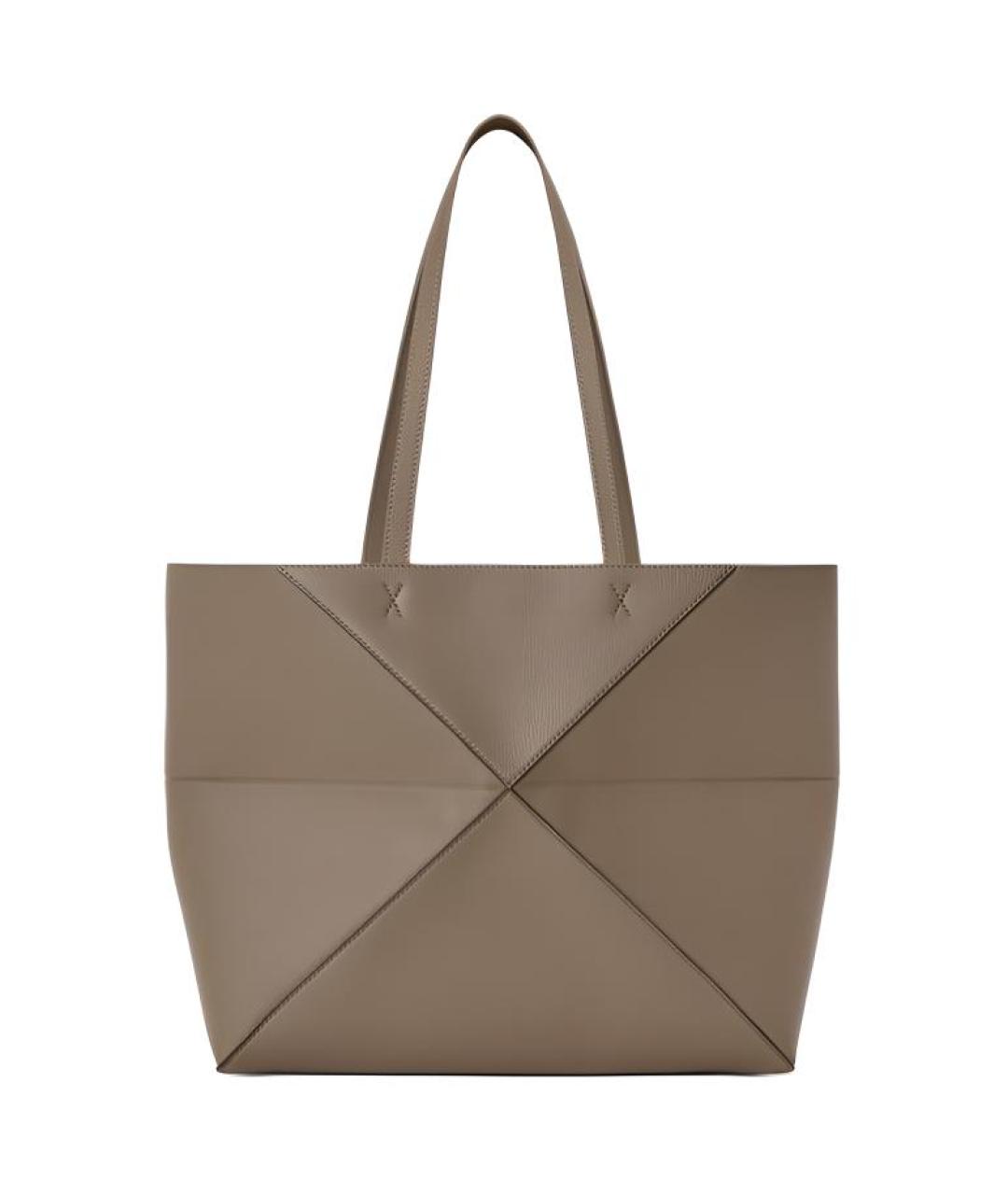 LOEWE Бежевая кожаная сумка тоут, фото 4