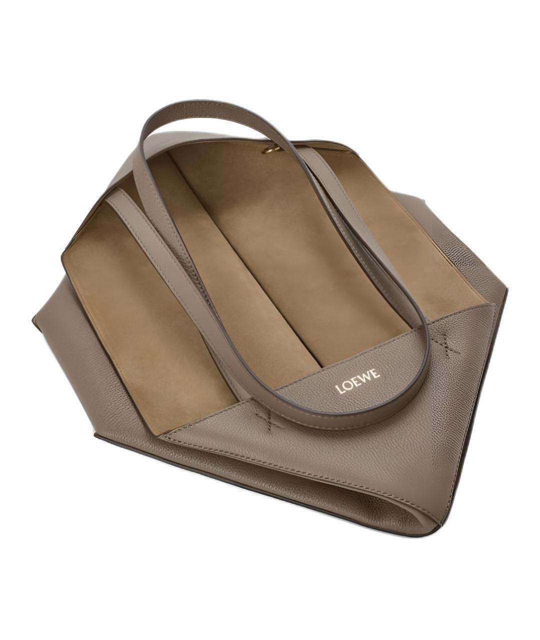 LOEWE Бежевая кожаная сумка тоут, фото 5