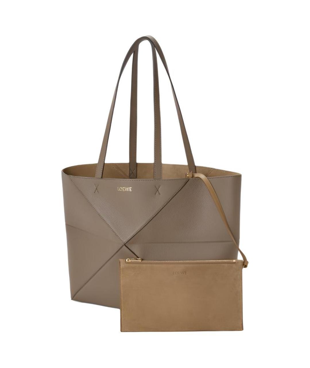 LOEWE Бежевая кожаная сумка тоут, фото 3