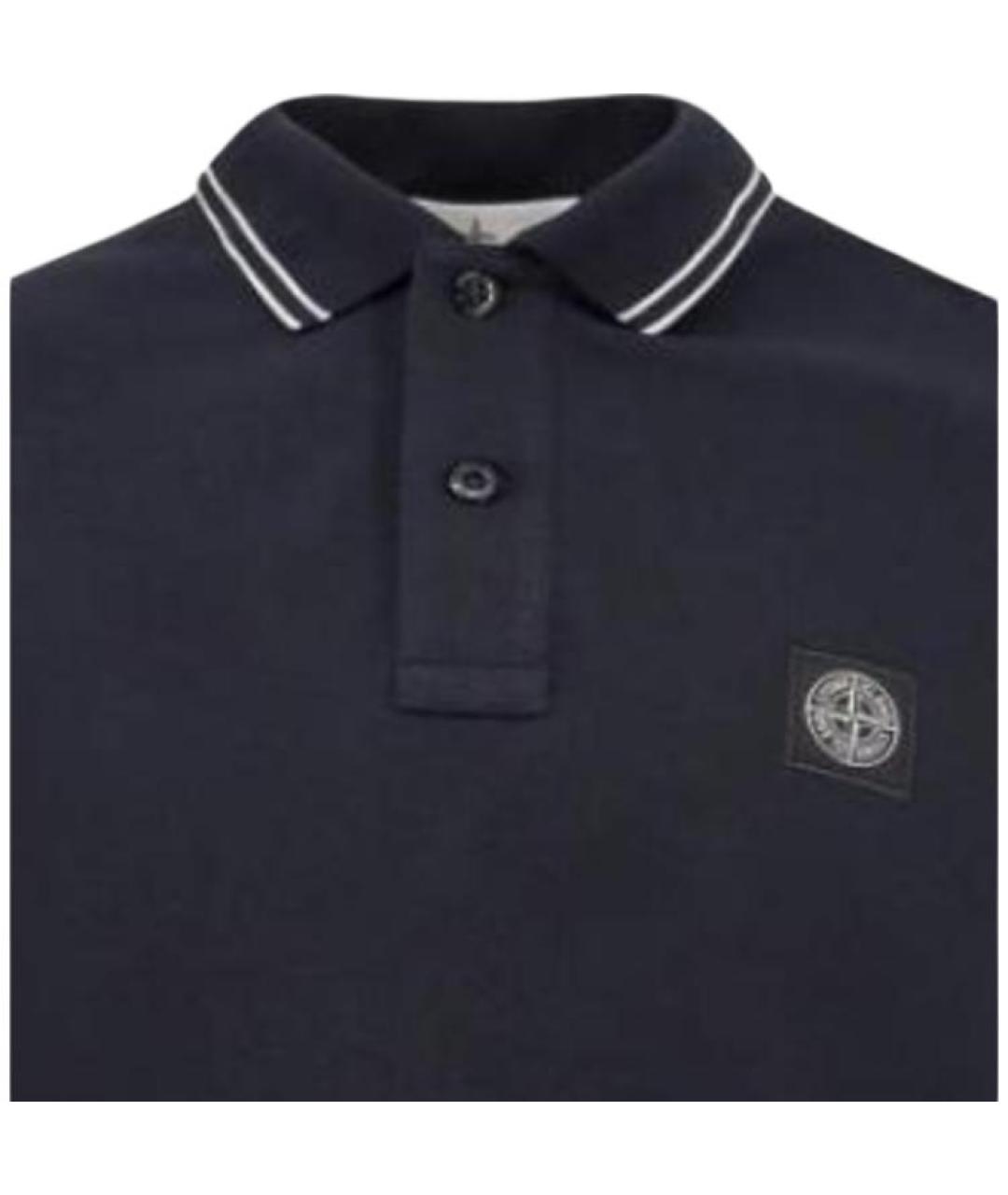 STONE ISLAND Темно-синее хлопковое поло с коротким рукавом, фото 4