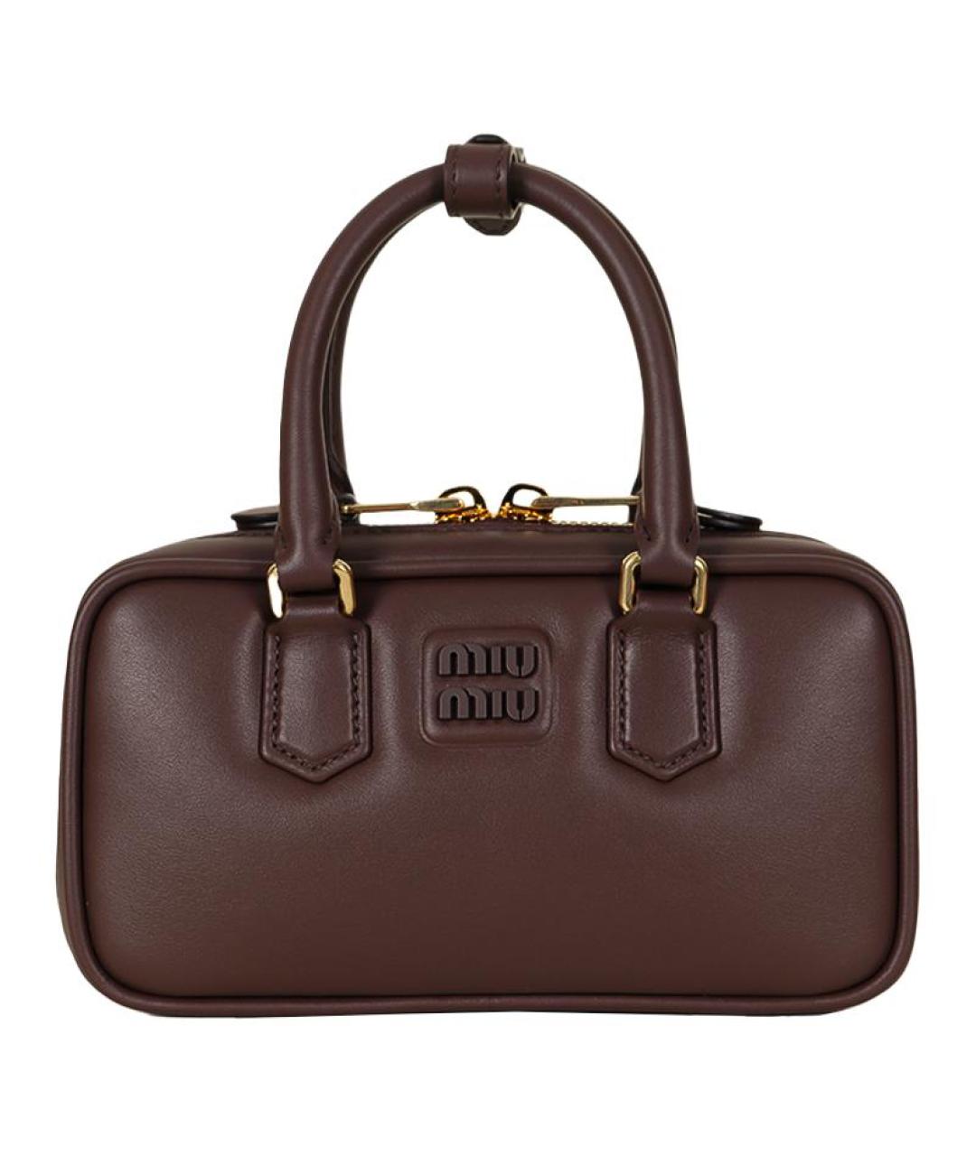 MIU MIU Коричневая кожаная сумка с короткими ручками, фото 2