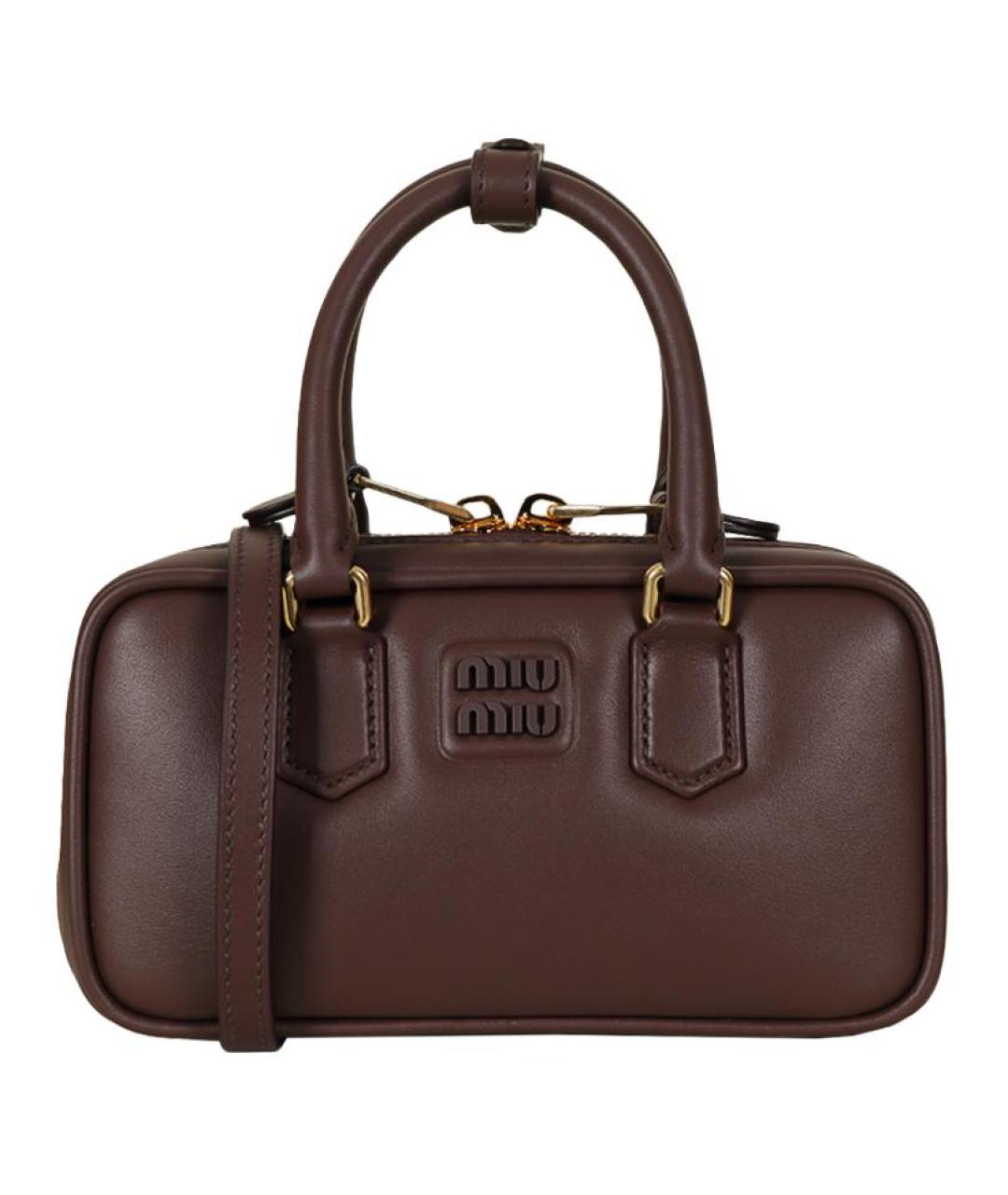 MIU MIU Коричневая кожаная сумка с короткими ручками, фото 1
