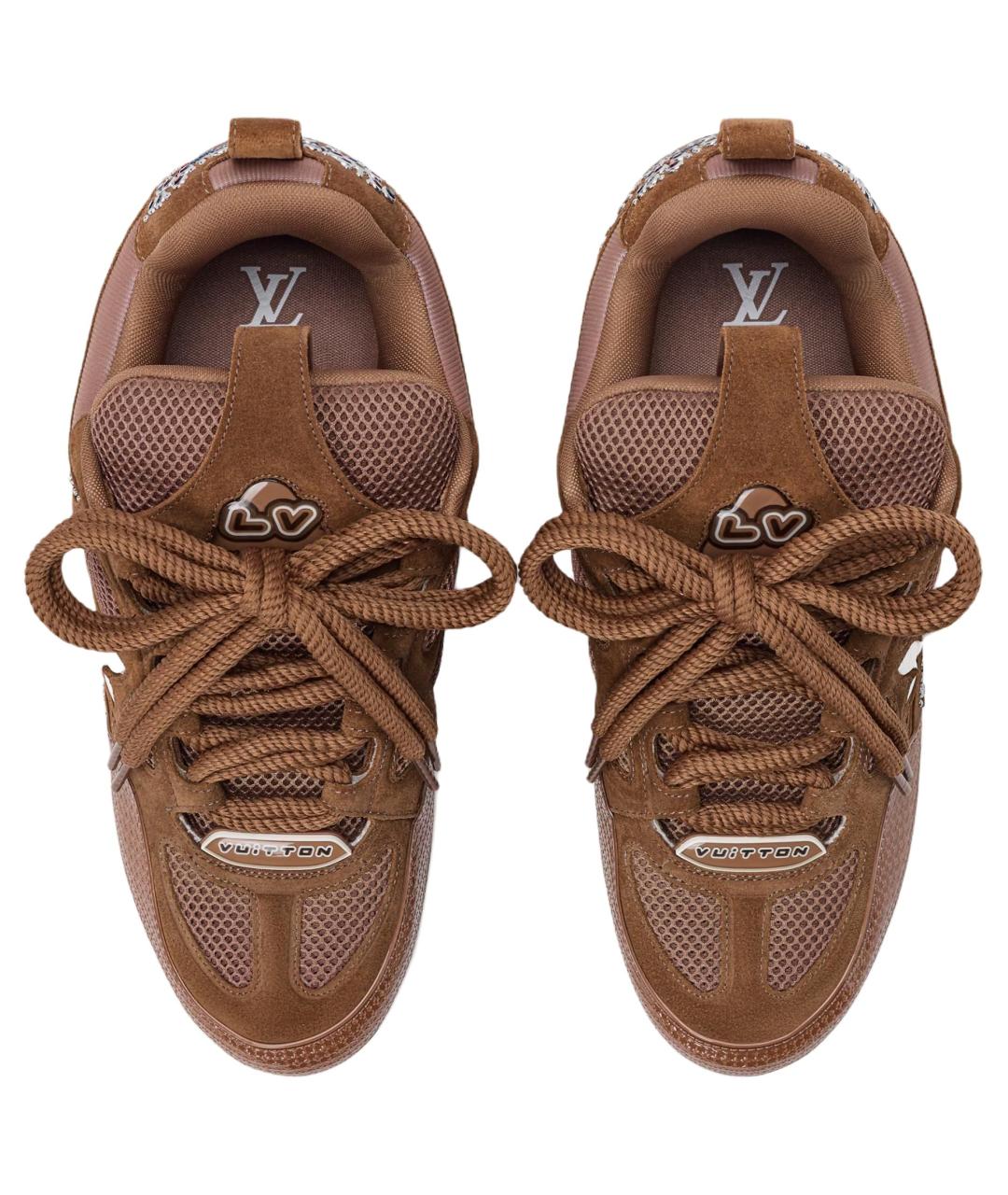 LOUIS VUITTON Коричневые текстильные низкие кроссовки / кеды, фото 4