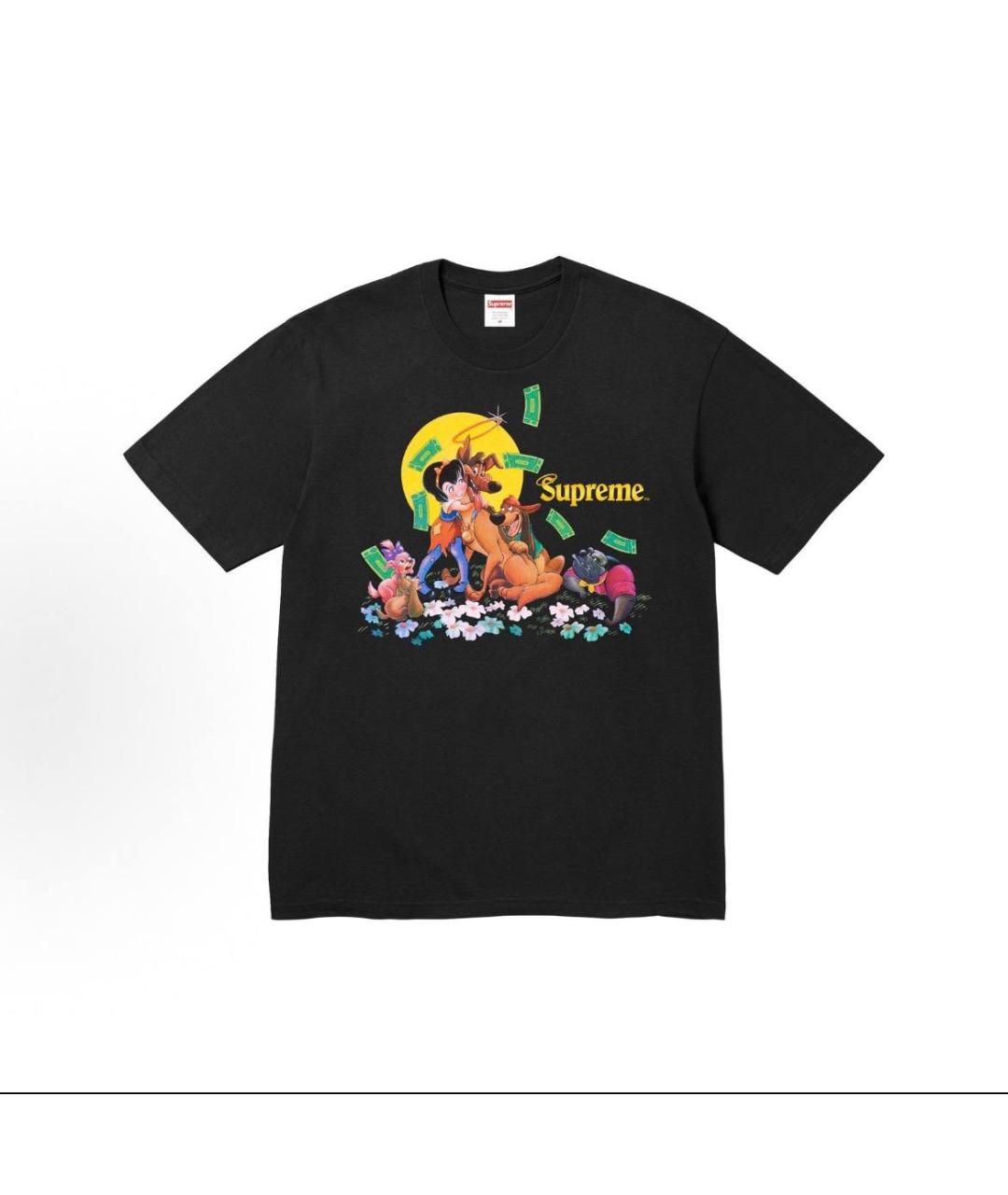 SUPREME Черная хлопковая футболка, фото 4