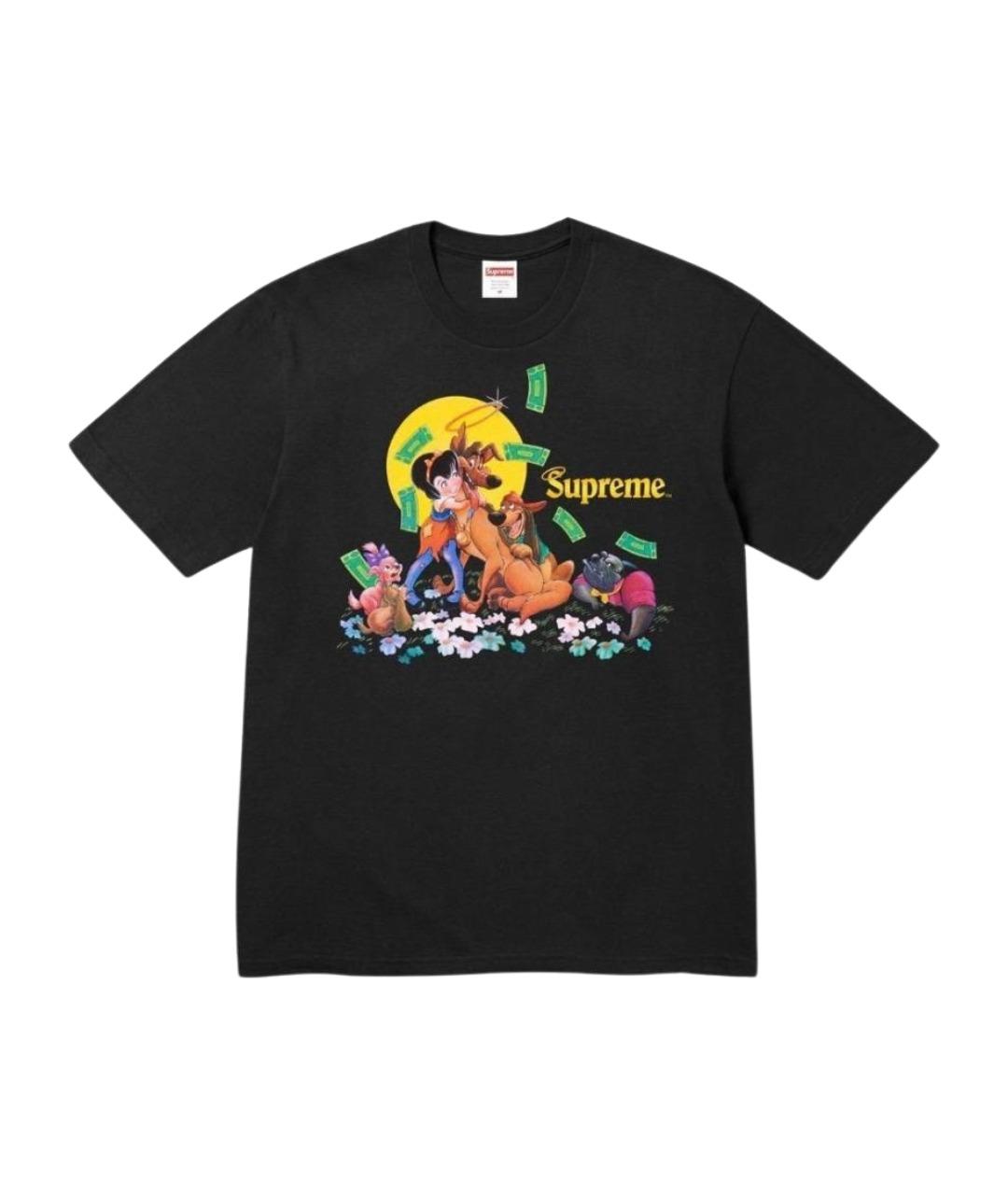 SUPREME Черная хлопковая футболка, фото 1
