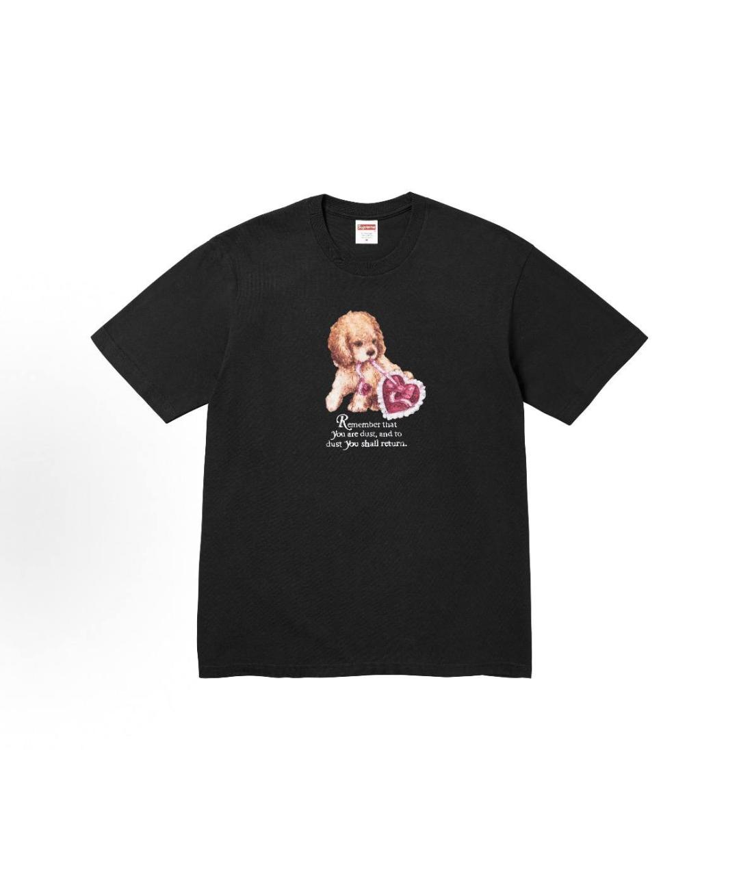 SUPREME Черная хлопковая футболка, фото 3