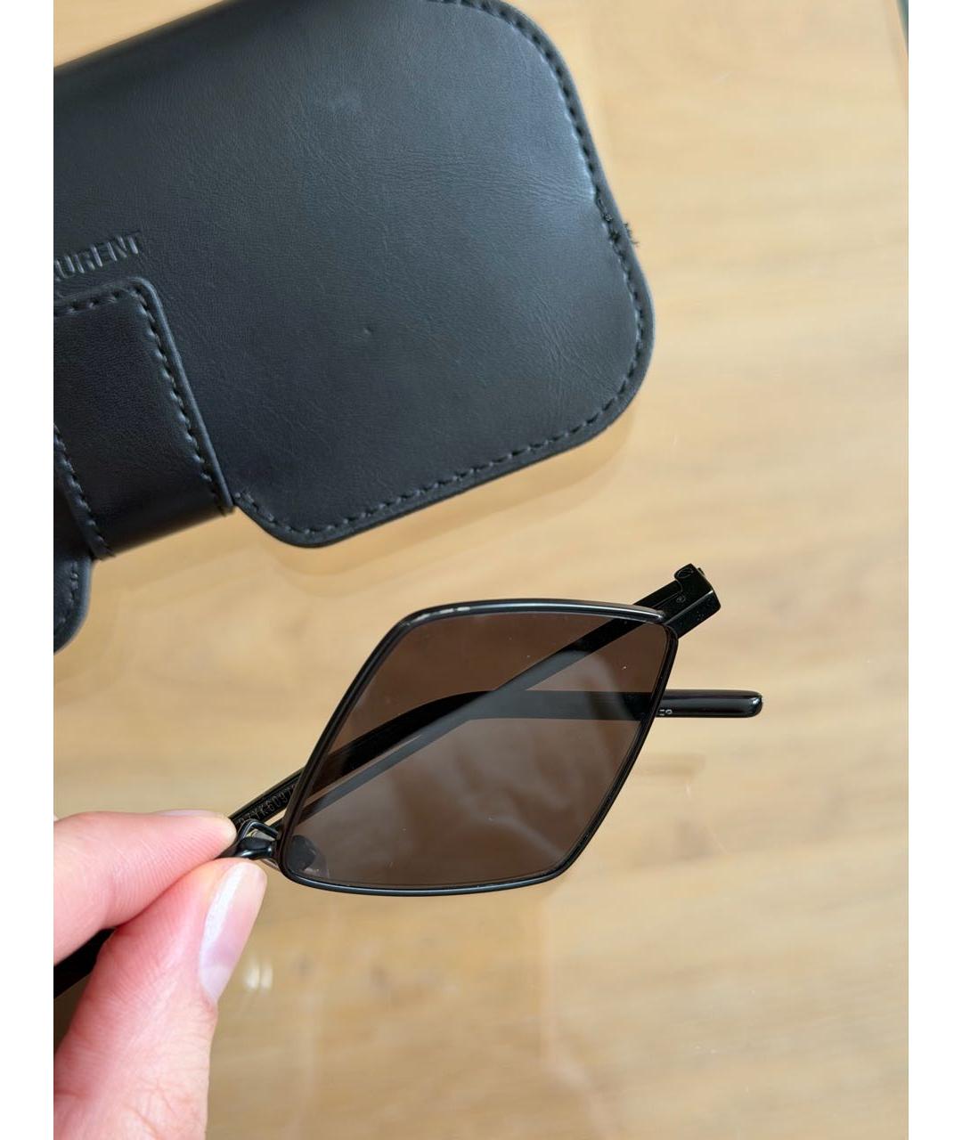 SAINT LAURENT Черные металлические солнцезащитные очки, фото 3
