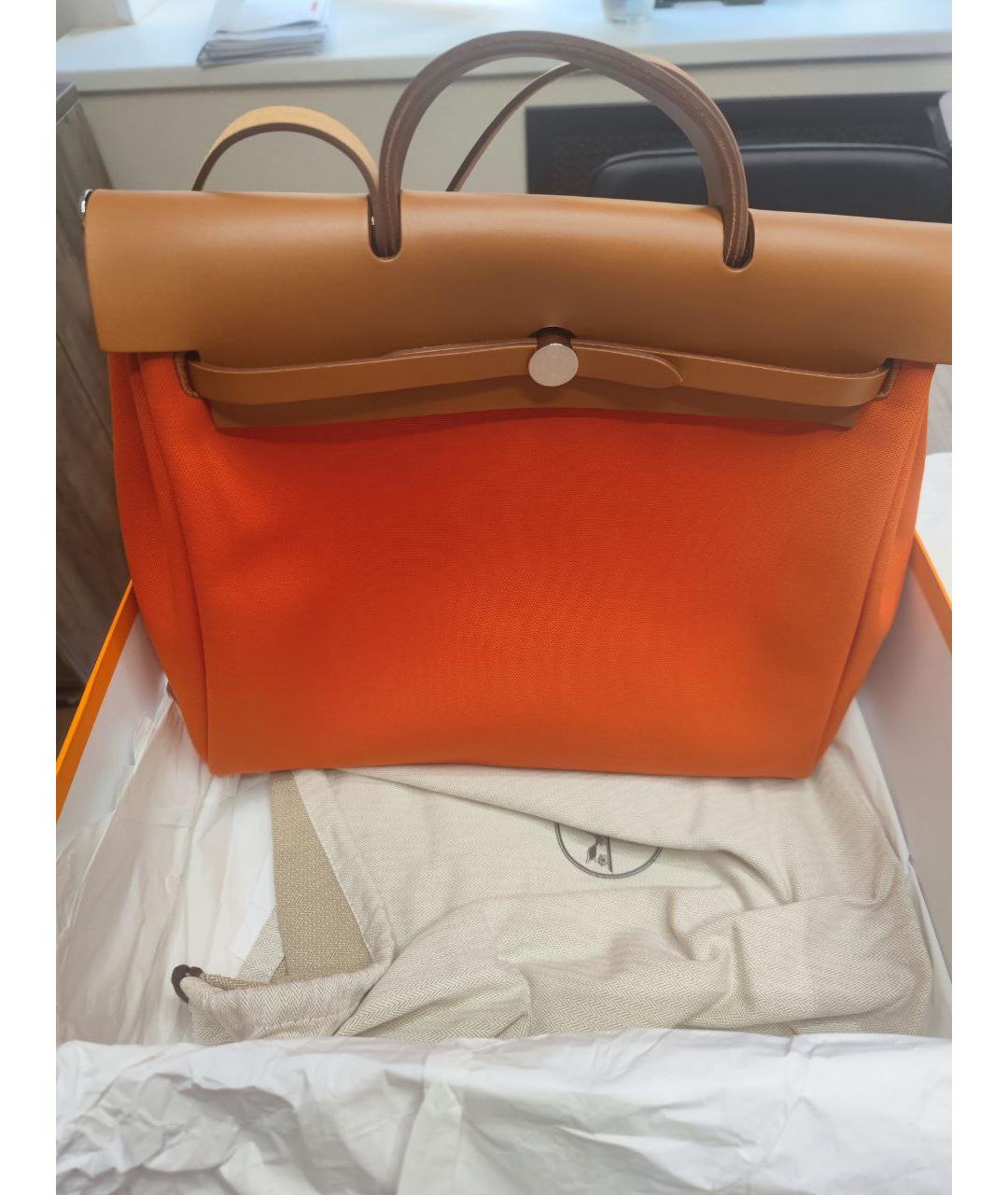HERMES Оранжевая тканевая сумка через плечо, фото 2