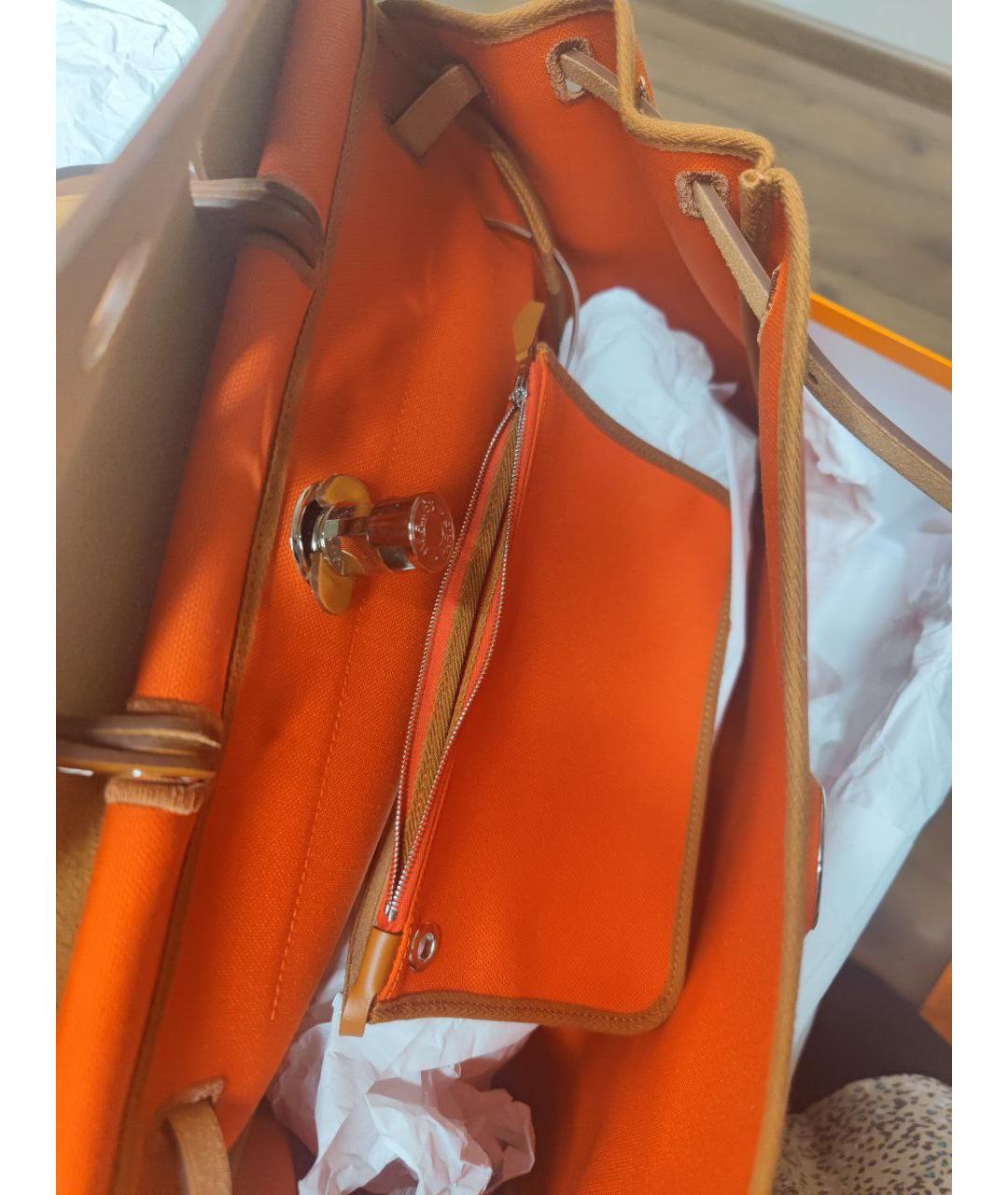 HERMES Оранжевая тканевая сумка через плечо, фото 3