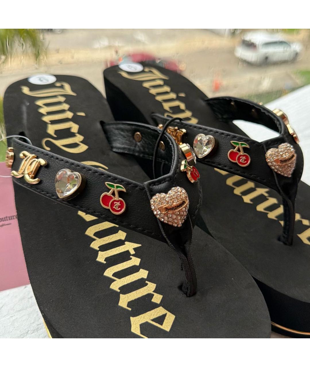 JUICY COUTURE Черные шлепанцы, фото 6