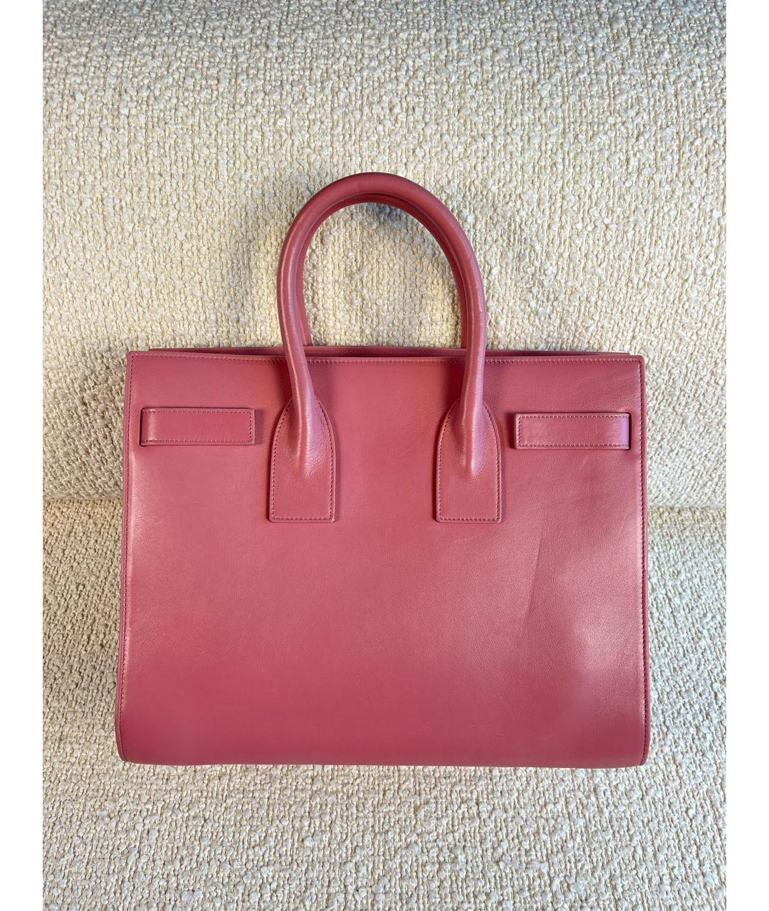 SAINT LAURENT Розовая кожаная сумка с короткими ручками, фото 3