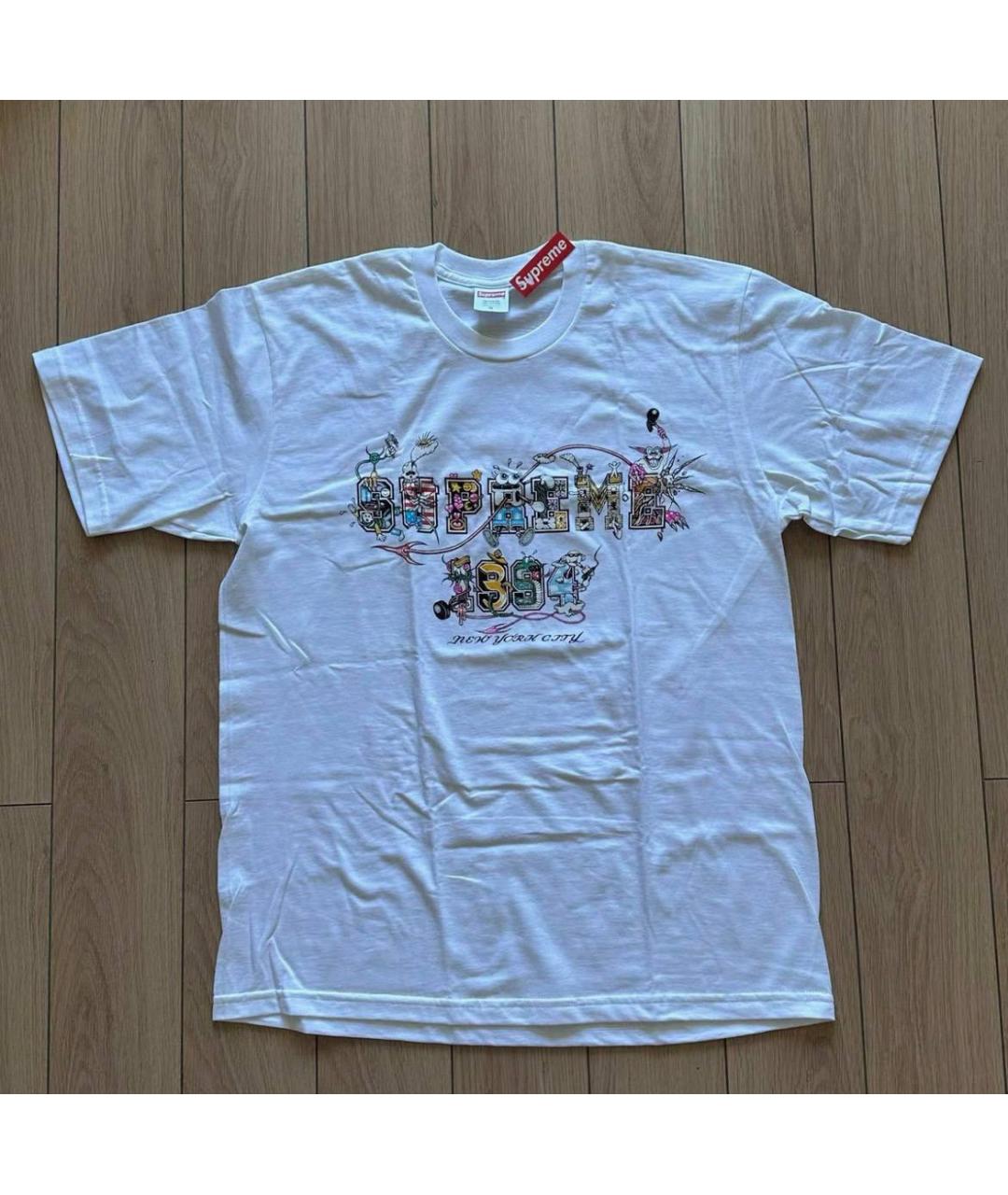 SUPREME Белая хлопковая футболка, фото 2