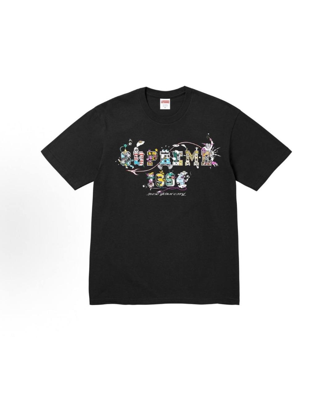SUPREME Черная хлопковая футболка, фото 3