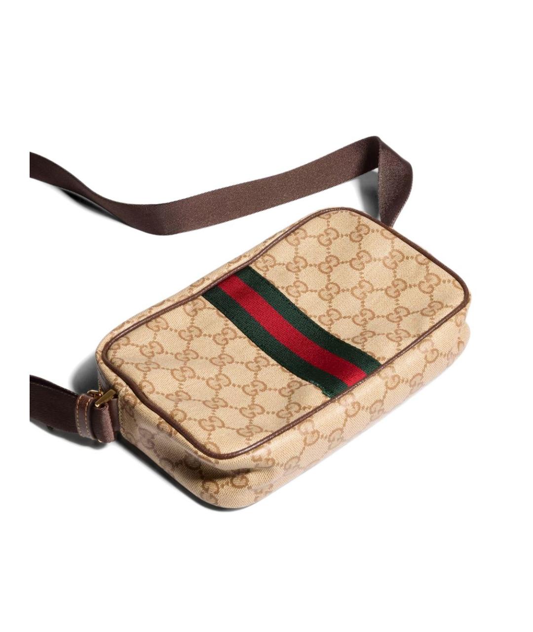 GUCCI Бежевая сумка на плечо из канвы, фото 3
