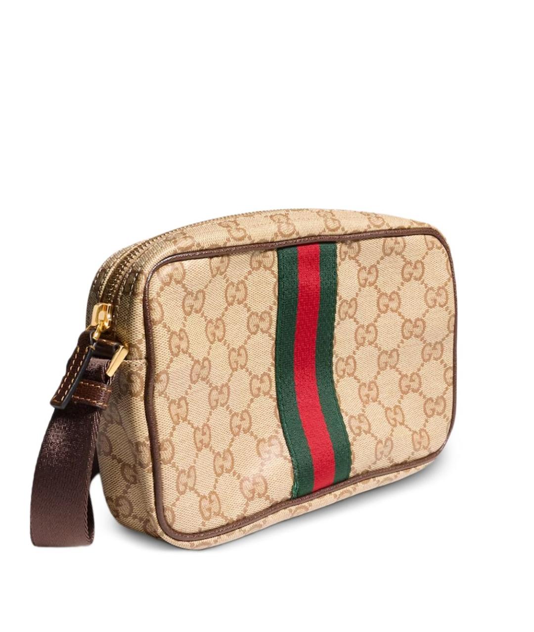 GUCCI Бежевая сумка на плечо из канвы, фото 6