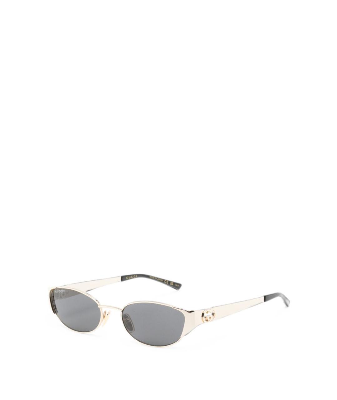 GUCCI Золотые металлические солнцезащитные очки, фото 2