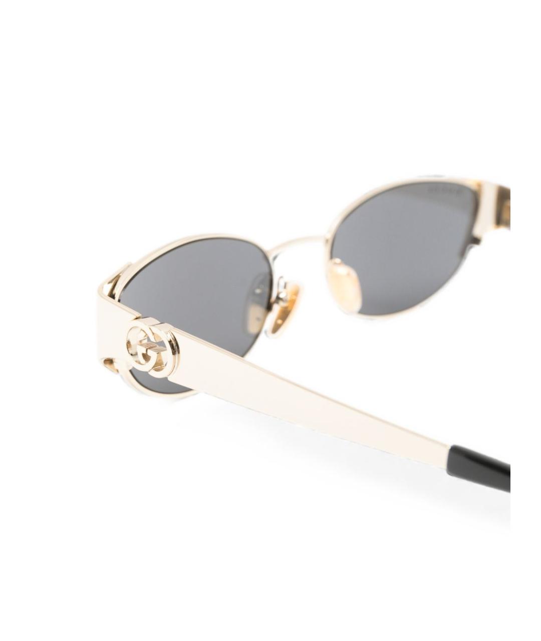 GUCCI Золотые металлические солнцезащитные очки, фото 3