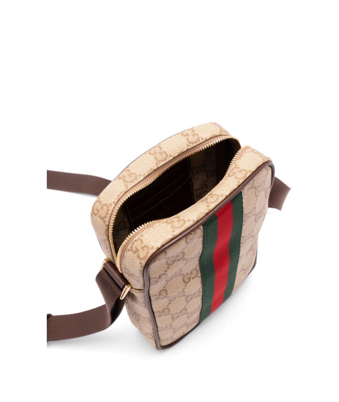 GUCCI Бежевая сумка на плечо из канвы, фото 5
