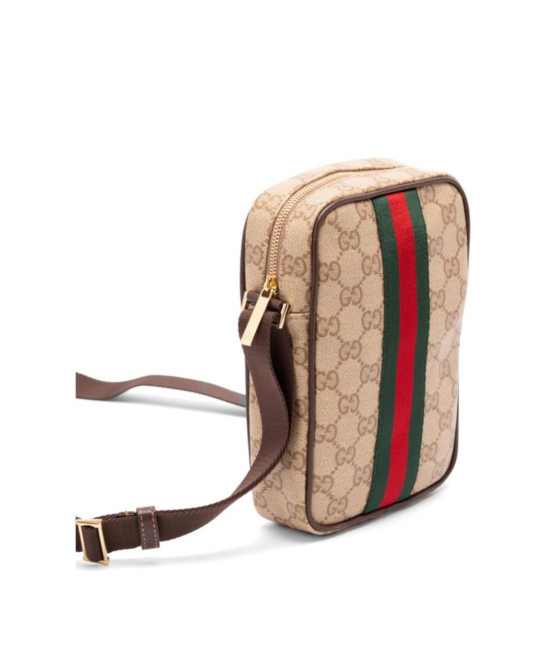 GUCCI Бежевая сумка на плечо из канвы, фото 6