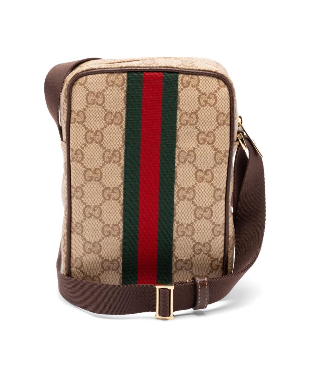 GUCCI Бежевая сумка на плечо из канвы, фото 4