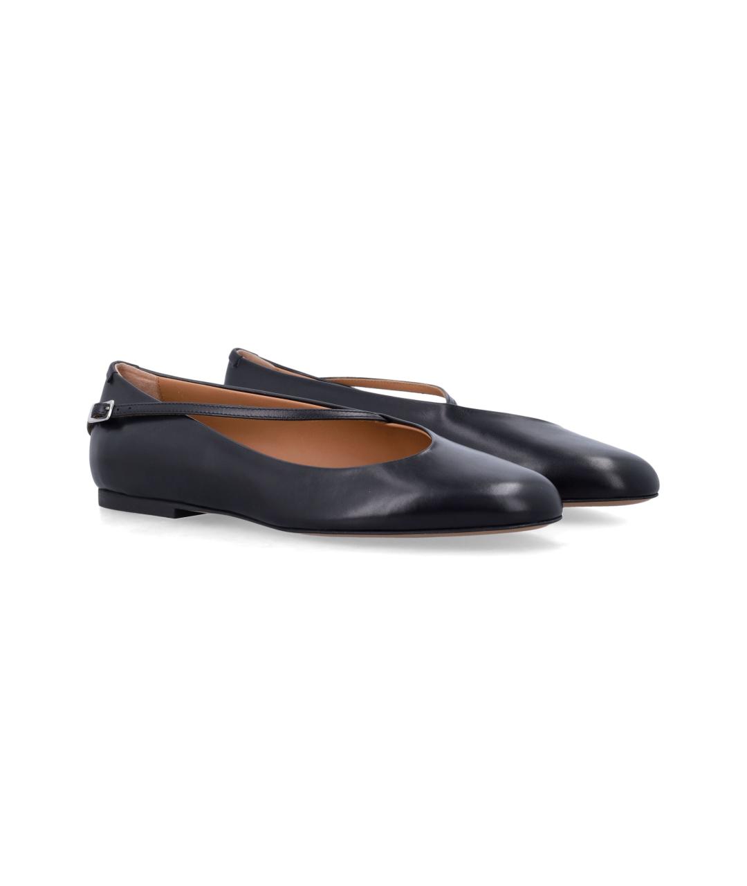 JIL SANDER Черные кожаные балетки, фото 2