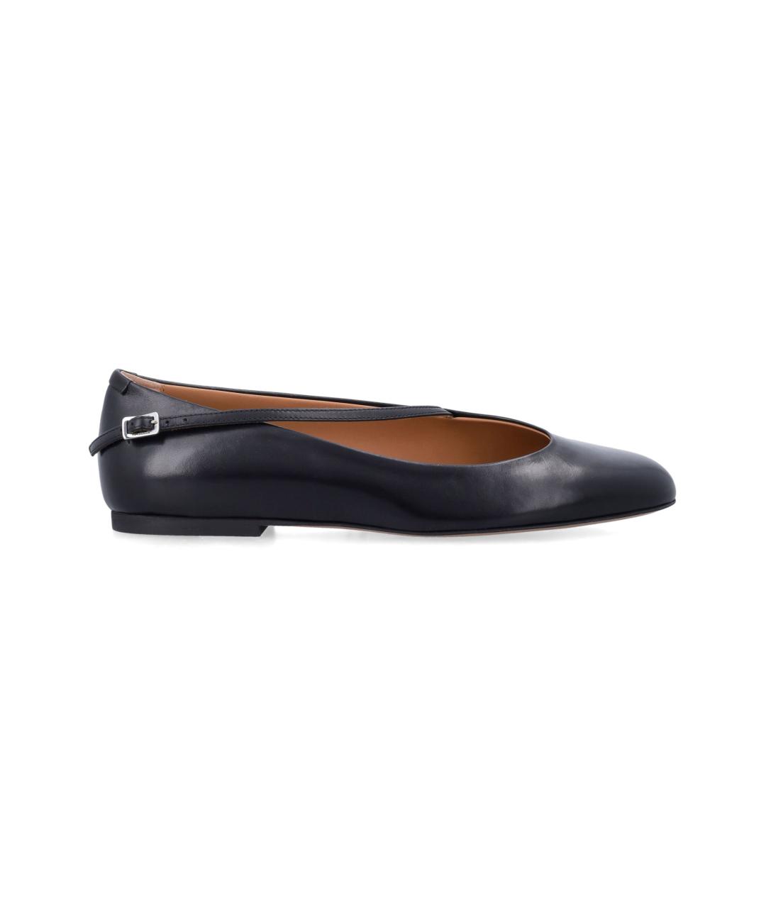 JIL SANDER Черные кожаные балетки, фото 1