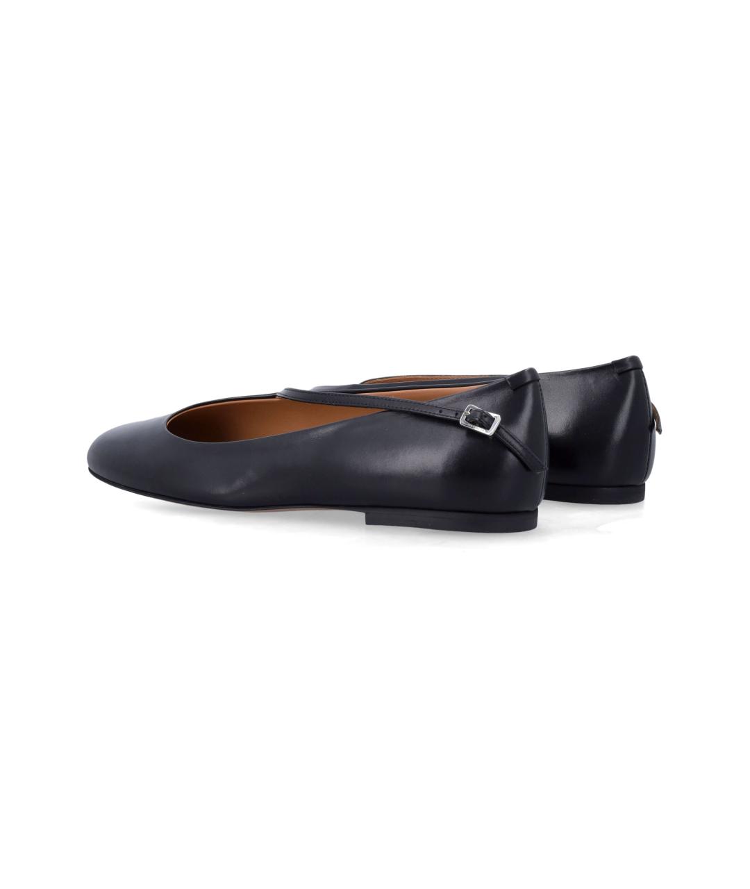 JIL SANDER Черные кожаные балетки, фото 3