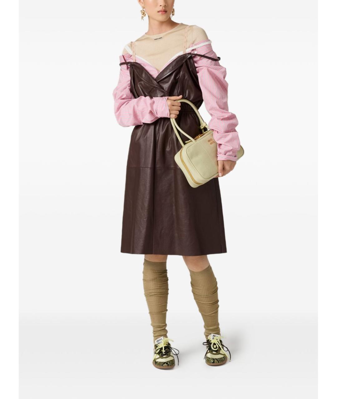 MIU MIU Розовое хлопковое повседневное платье, фото 3