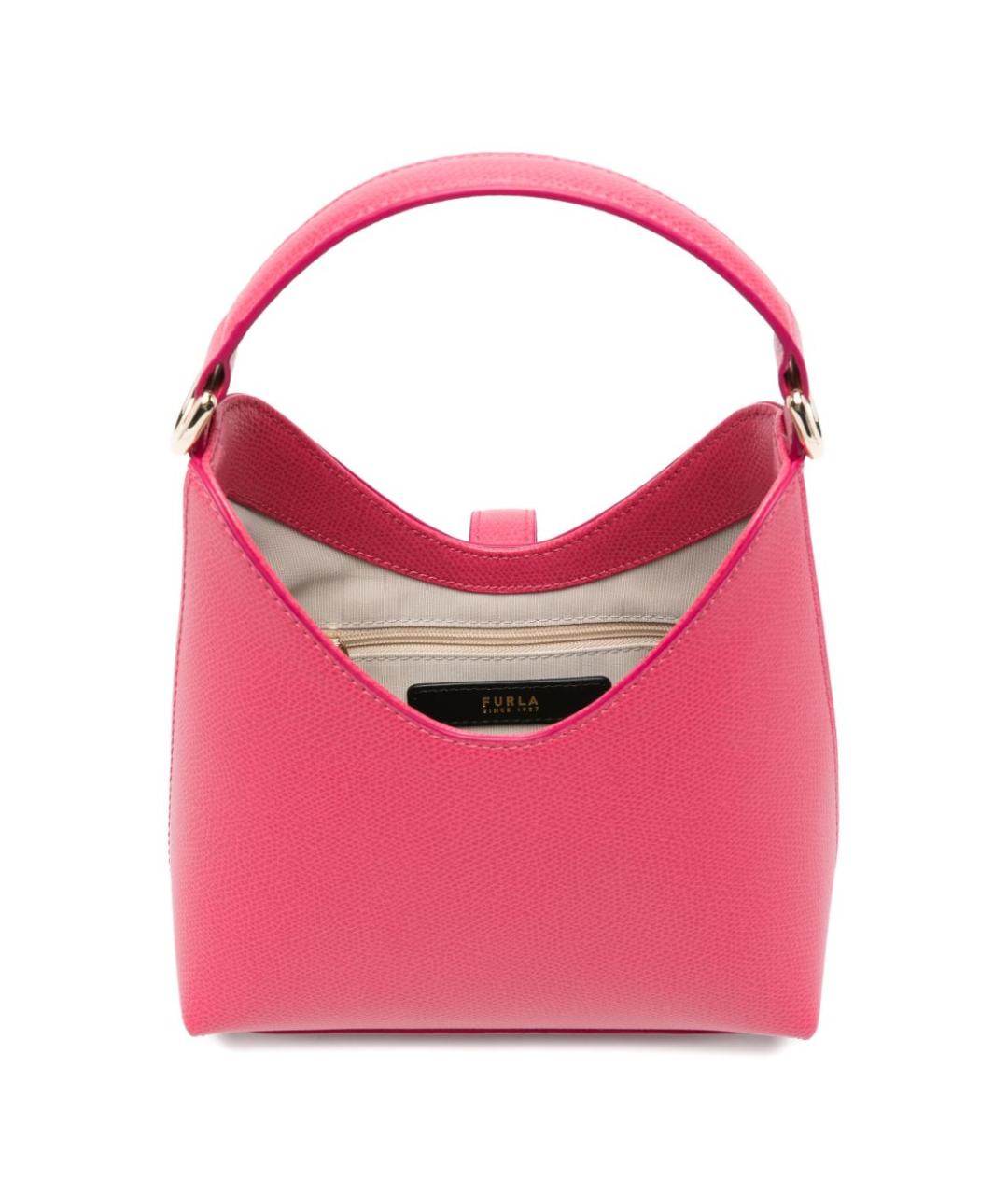 FURLA Розовая кожаная сумка с короткими ручками, фото 3