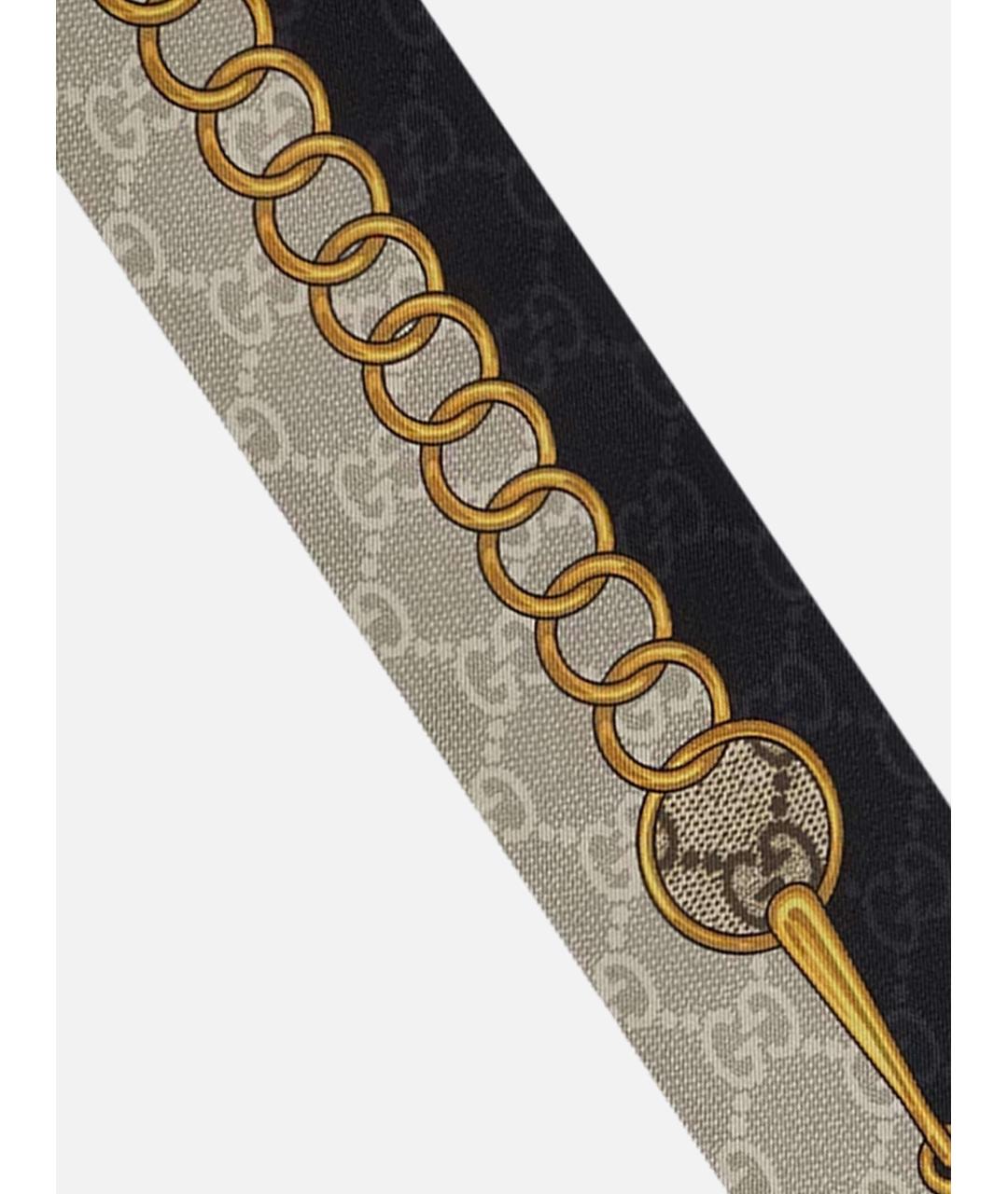 GUCCI Бежевый шелковый шарф, фото 4