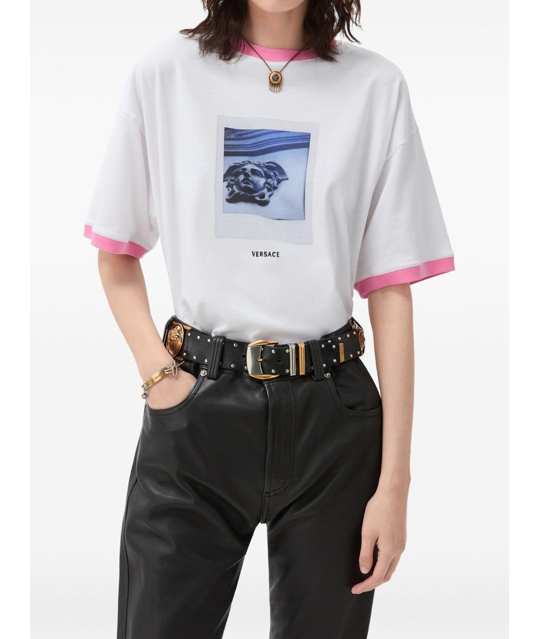 VERSACE Белая хлопковая футболка, фото 4