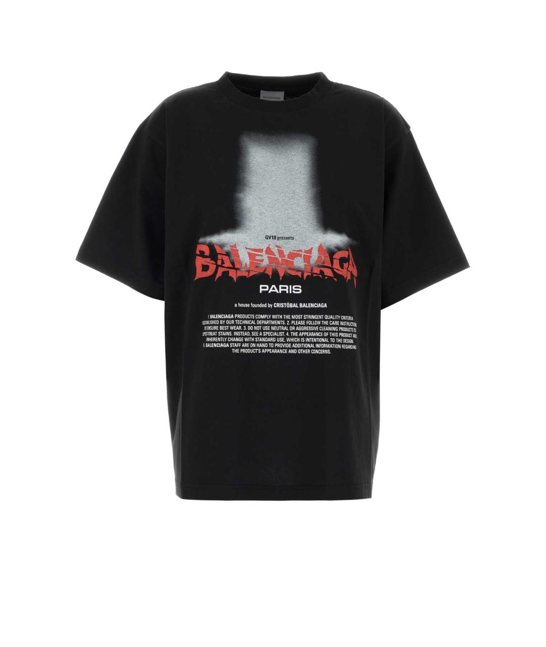 BALENCIAGA Черная хлопковая футболка, фото 1