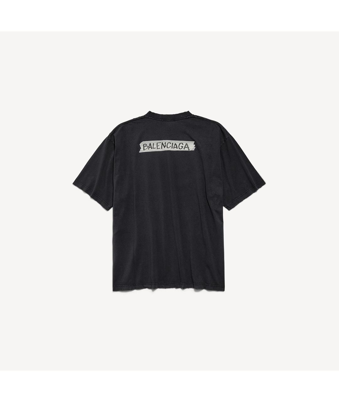 BALENCIAGA Черная хлопковая футболка, фото 2