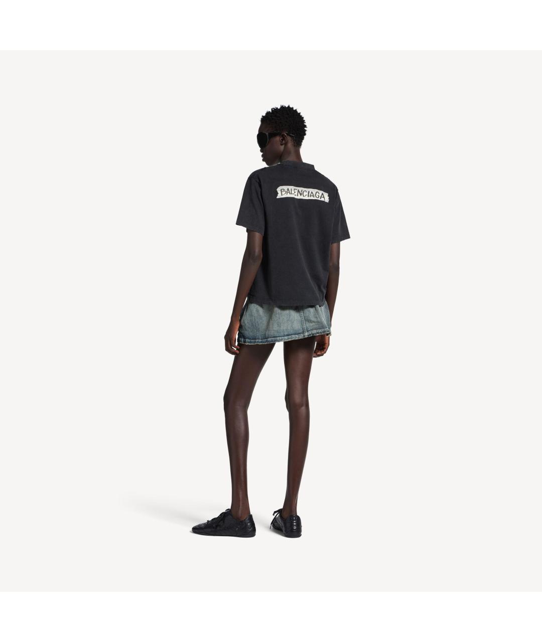 BALENCIAGA Черная хлопковая футболка, фото 2