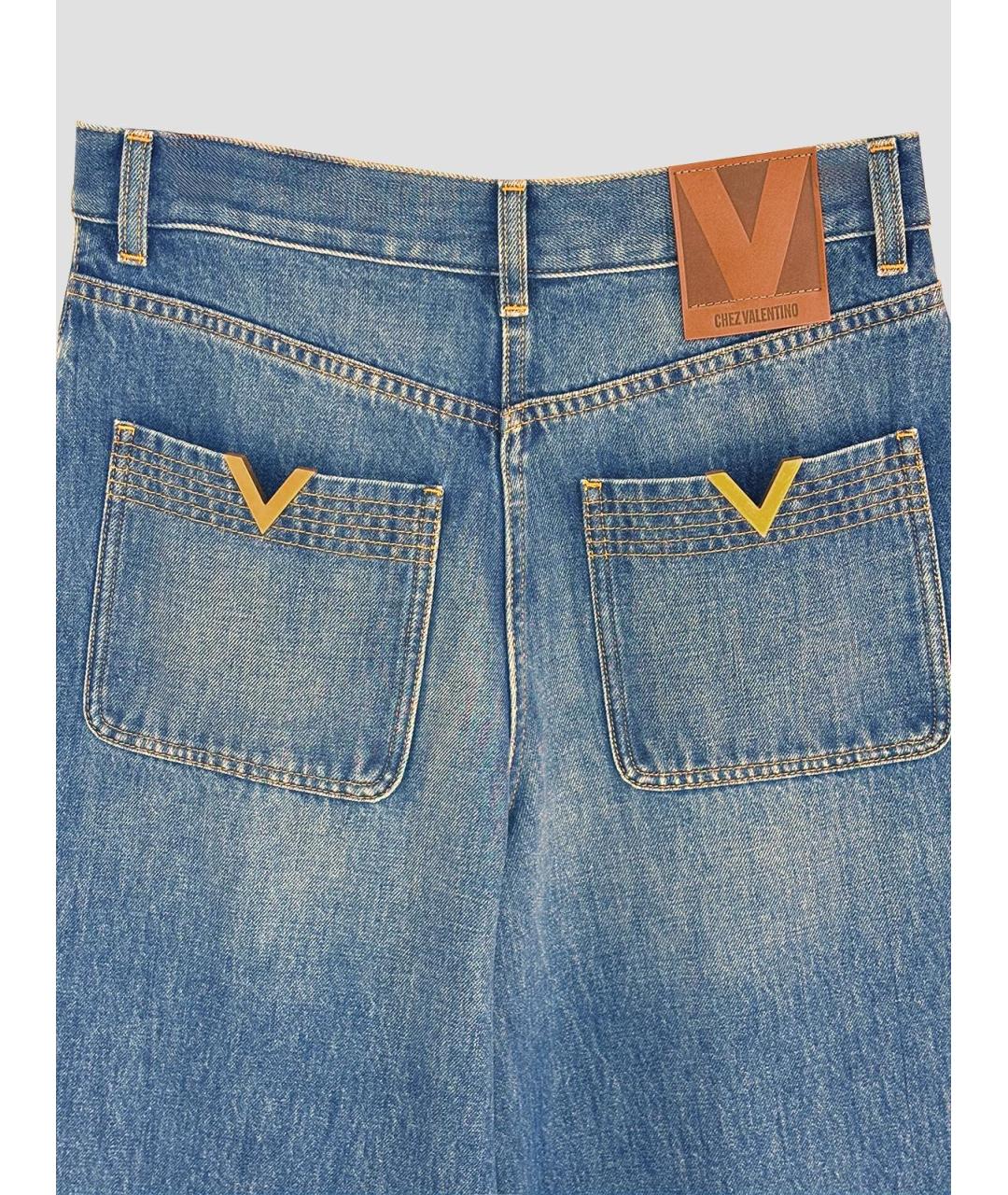 VALENTINO Голубые хлопковые прямые джинсы, фото 3