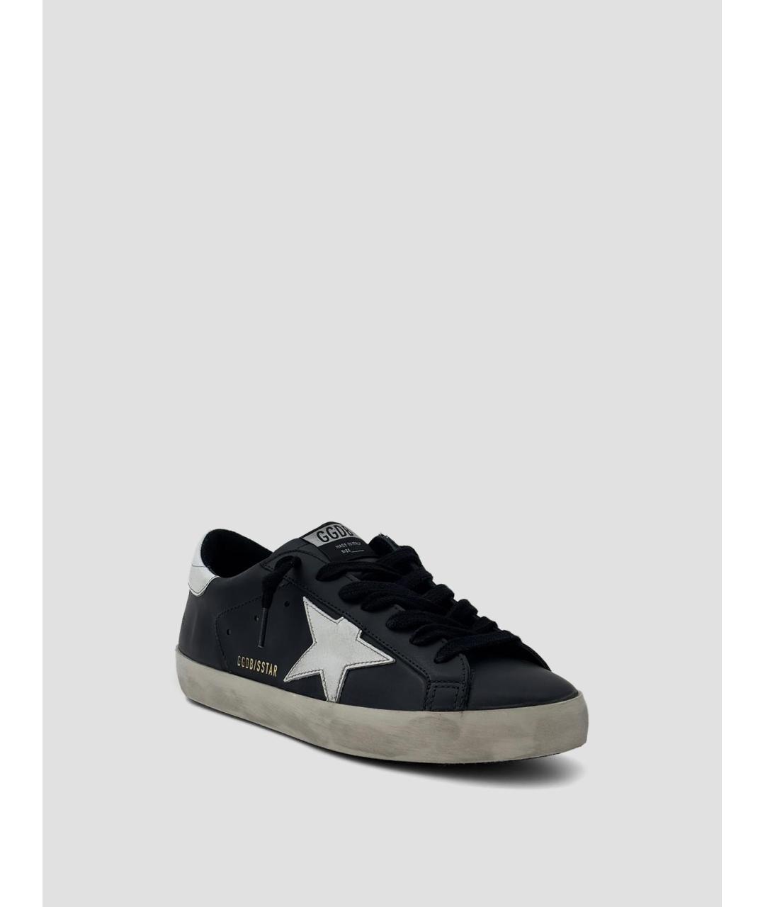 GOLDEN GOOSE Черные кожаные низкие кроссовки / кеды, фото 2